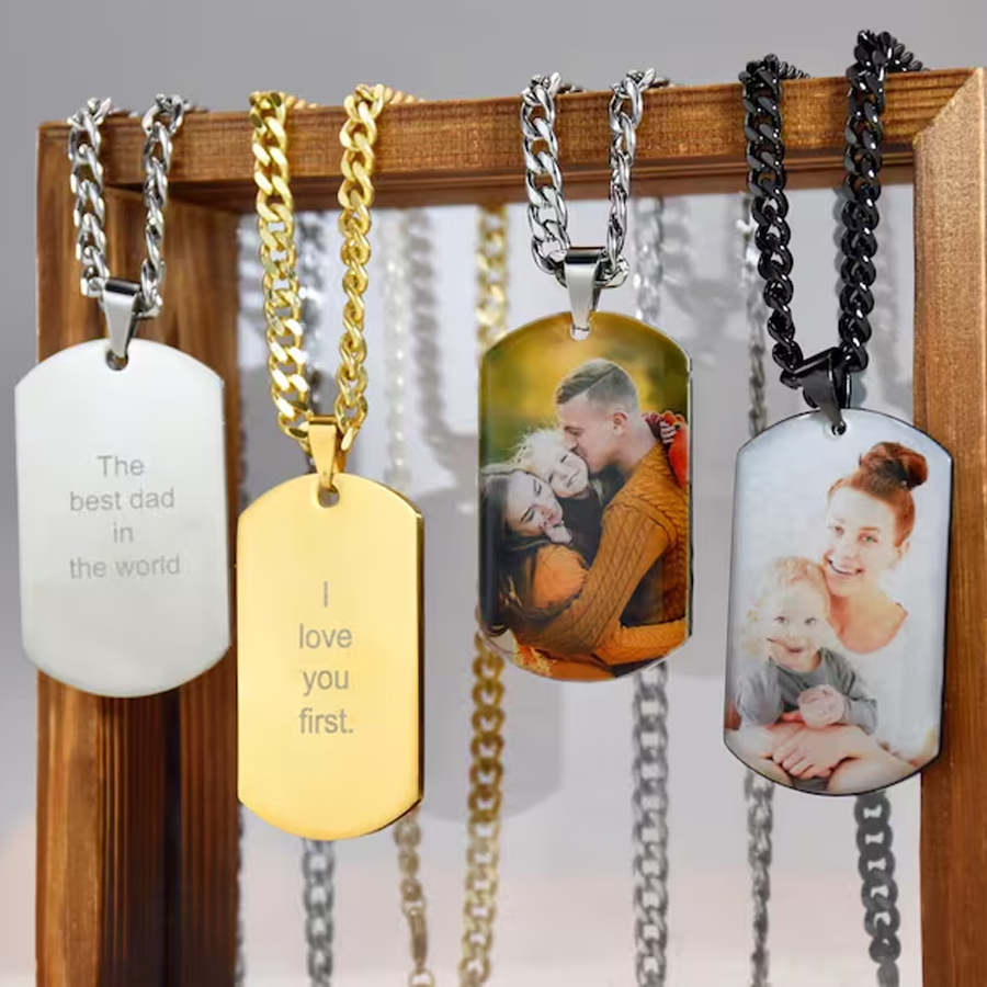Acheerup نقش صورة ملونة Dogtag - مراجعة Name Necklace Custom وسعره
