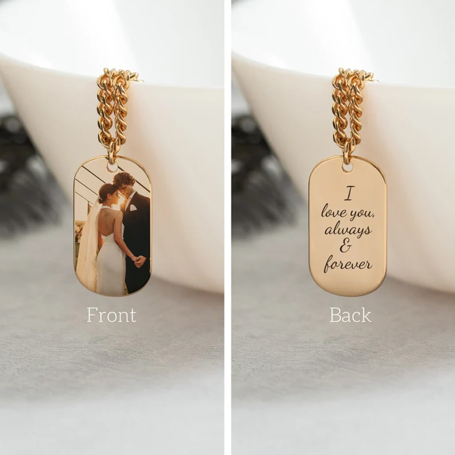 Acheerup نقش صورة ملونة Dogtag - مراجعة Name Necklace Custom وسعره